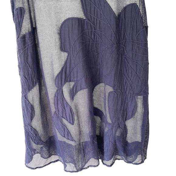 Hutch Anthropologie Mesh Sleeveless A-Dress Navy Blue Embroidery Size Large - Picture 3 of 8